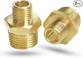 2PCS NPT Male Threaded Reducing Nipple Pipe Fitting Adapter, Brass Hex Nipple Reducer, Heavy Duty Pipe Reducer Straight Connector (1/2" x 1/4")