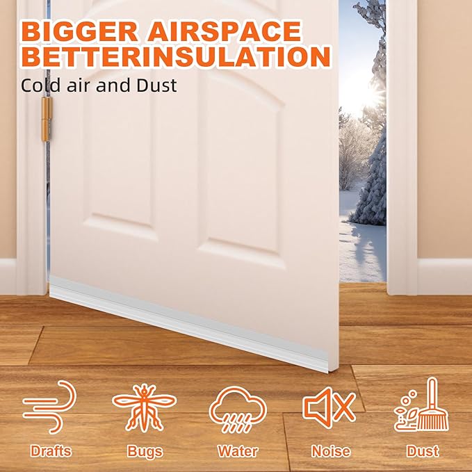 Door Draft Stopper, Door Sweep for Bottom of Door, Weather Stripping Door Seal, Under Door Gap Filler, Under Door Draft Blocker Soundproof/Insulator, Door stoppers (Transparent, 39‘’)