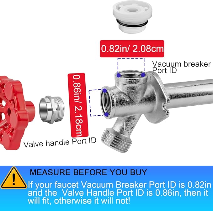 Jingzan 2 Sets Outdoor Faucet Repair Kit, ASSE 1019-A Vacuum Breaker and Handle Replacement Kit, Compatible with Anti-Siphon Frost-Free Sillcock Valves & Wall Hydrant (2 Sets Repair Kit)