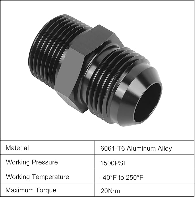 EVIL ENERGY 12AN Male Flare to 3/4" NPT Pipe Fitting Adapter Straight Aluminum Black 2pcs
