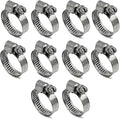 Embossed Worm Gear Hose Clamps Size#8, 5/8-1 inch Adjustable Heavy Duty Stainless Steel Hose Clamp, all 304 for Small Hose Clamps (16-25 mm, 10 Pack)