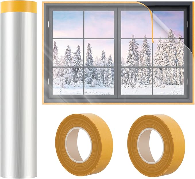 63'' x 197'' Window Insulation Kit, Window Insulation for Winter, POF Window Sealer for Winter, Insulates Indoor Windows Keep Warm for Weatherproofing Window Film for Winter Window Covering-1PCS