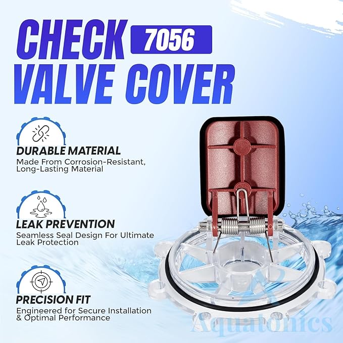 7056 Flapper with Lid O Ring & Set of 8 Screws – Pool Replacement Part 7056 Check Valve Flapper with Lid – Oring for Zodiac Jandy Spring Check Valve Models 7235, 7305, 7511, 7512