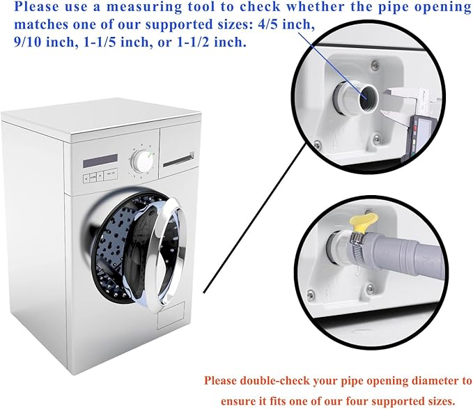 10ft Washing Machine Drain Hose Extension Kit - Universal for Washer, Dishwasher & Dehumidifier, 7-Piece Set with U-Bracket, 4 Clamps & Adapter