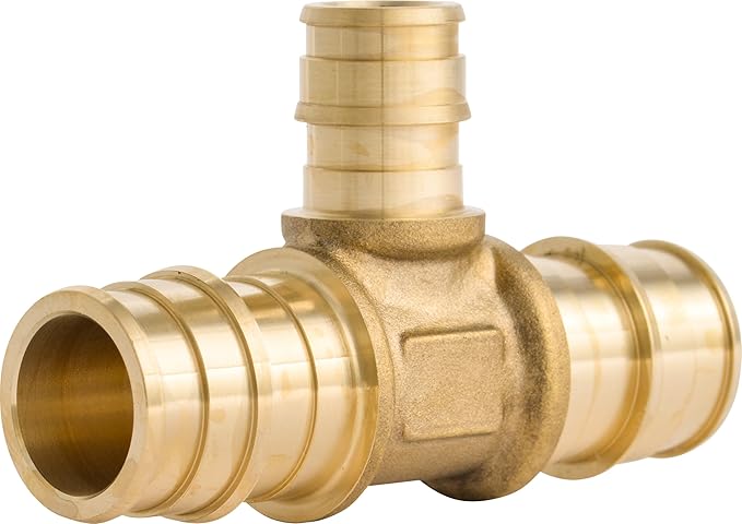 SharkBite 3/4 Inch x 3/4 Inch x 1/2 Inch Expansion Reducing Tee Fitting for PEX-A Pipe, Brass Plumbing Fittings, Reducing Tee for PEX-A Tubing, UAB412LFA