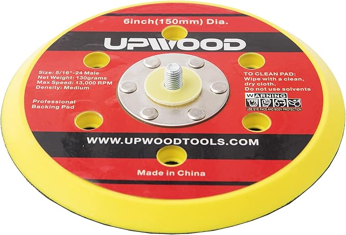 2 pcs 6 in 6 Holes Hook and Loop Backing Pad for Air Sander Polisher, 5/16"-24 Thread Max 13000RPM DA Sanding Pad