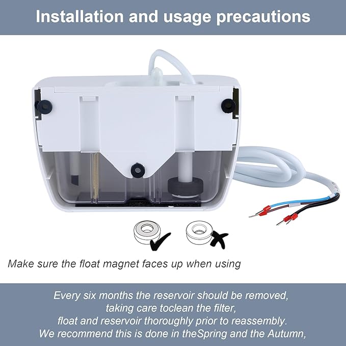 Mini Split Condensate Pump, AC Hvac Silent Condensate Pump, 100-240V, 50/60Hz, Ultra-Quiet (< 19dB), Anti-Siphon Device, Suitable for HVAC, Air Conditioners, Dehumidifiers, etc.