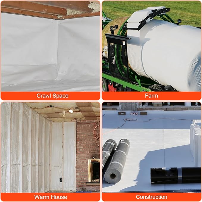 ABESTORM Crawl Space Vapor Barrier 10 Mil Film 10'x100' Thick Plastic Sheeting Drop Cloth Vapor Barrier Covering for Crawlspace, Encapsulation, Blackout Plastic Painters Tarp, Black and White Film