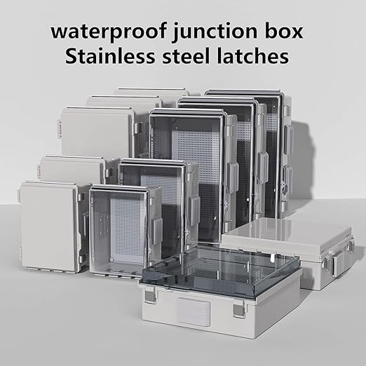ABS Electrical Junction Box, Ventilated Design, Cable Grommets, IP65 Waterproof Enclosure, Indoor/Outdoor Use with Mounting Panel.. (Clear Cover, 17.7"x13.7"x7.9")