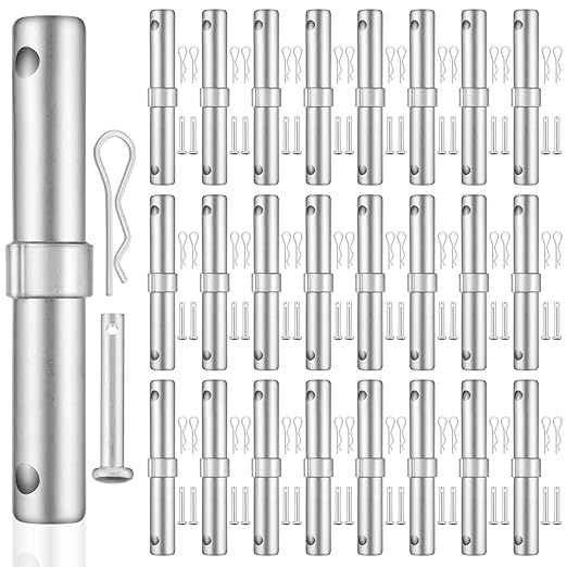 24 Pack Scaffolding Coupling Pin 9"L Heavy Duty Scaffolding Coupling Pin with 1" Collar and 48 Spring Retainers Locking Pins Scaffold Connecting Rod Accessories(1-3/8"od)