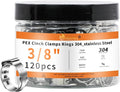 120pcs 3/8 inch PEX Cinch Clamps Rings, 304 Stainless Steel Single Ear Hose Clamps, Pex Crimp Rings for PEX Tubing Pipe Fitting Connections
