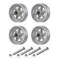 6" X 2" Sliding Gate Wheels（4 Pack）, Cast Iron V Groove Wheel with Roller Bearing-1000 lbs Capacity, Rolling Gate Wheels, Sliding Gate Casters, Gate wheels for Metal Tube Gate, Silver