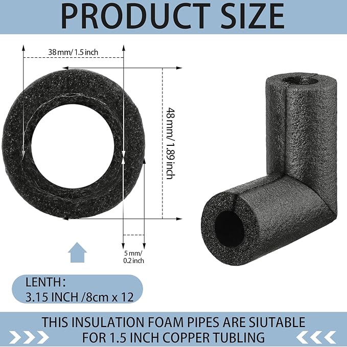 Frienda 4 Pack Pipe Insulation Foam Tube Elbow Insulation Tubing Elbows Water Freeze Protection Heat Preservation Foam Tube for Tubing Outdoor Water Pipe Protection (1.5 Inch,Stylish)