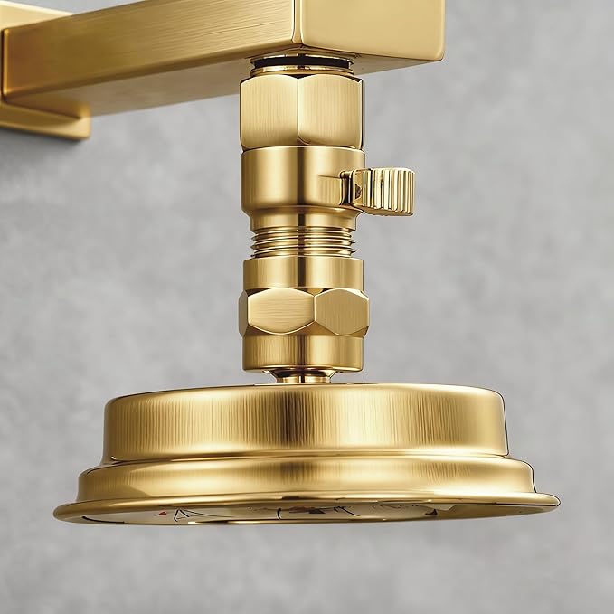 Shower Head Flow Restrictor - G1/2 IPS Brass Shower Shut Off Valve, Water Flow Control Valve Pressure Regulator, RV Hose Flow Restrictor for Toilet Handheld Shower or Bidet Sprayer, Brushed Gold