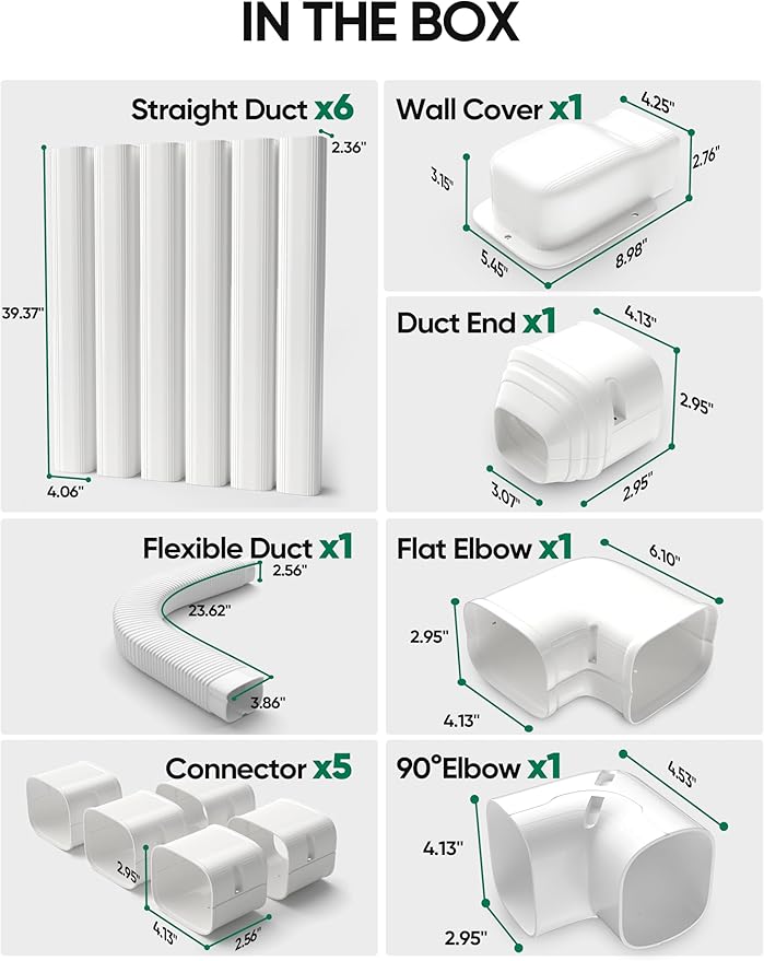 4" 23Ft Mini Split Line Set Cover, PVC Ductless Air Conditioner Decorative Pipe, Pump Covers, AC Line Cover Kit, for Outside Units Air Conditioners & Heat Pumps, All in One Set