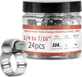 24 Pack 1/4" - 7/16" Worm Gear Hose Clamps, Adjustable Range 6-12mm 304 Stainless Steel Fuel Line Hose Clamps for Pipe, Plumbing, Automotive and Mechanical Application