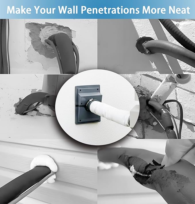 HVAC Wall Penetration & Line-Set Cover Kit, HVAC Wall Penetration Cover for Indoor & Outdoor Air Conditioner Systemsb, Lineset Retrofit Wall Outlet 2-3/8" (White)
