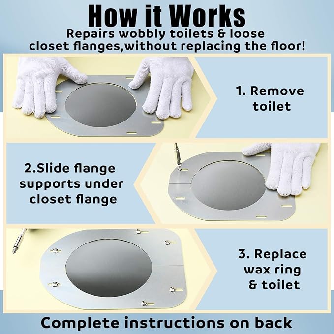 Gisafai Toilet Flange Support Plate Closet Flange Floor Repair Ring Bracket Extender Kit Offset Toilet Repair Kit, 5.59 x 5.28 Inches Inner Diameter, 1mm Thickness(Galvanized Steel)