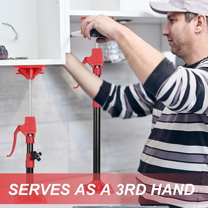 Cabinet Jack Support Pole, 19.7" to 45.3" Third Hand Tools Adjustable Support Pole, 3rd Hand Support System for Upper Cabinet Installation, Each 78 LB Capacity, 2 Pack