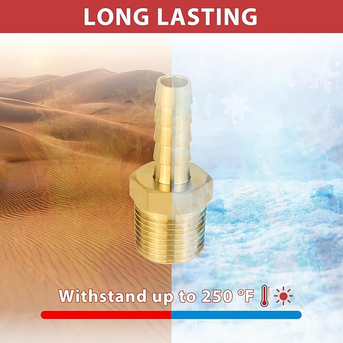 (Pack of 10) EFIELD Brass Hose Barb Fitting Adapter, 1/8" Barb x 1/8" NPT Male Pipe Fitting,(BARB001)