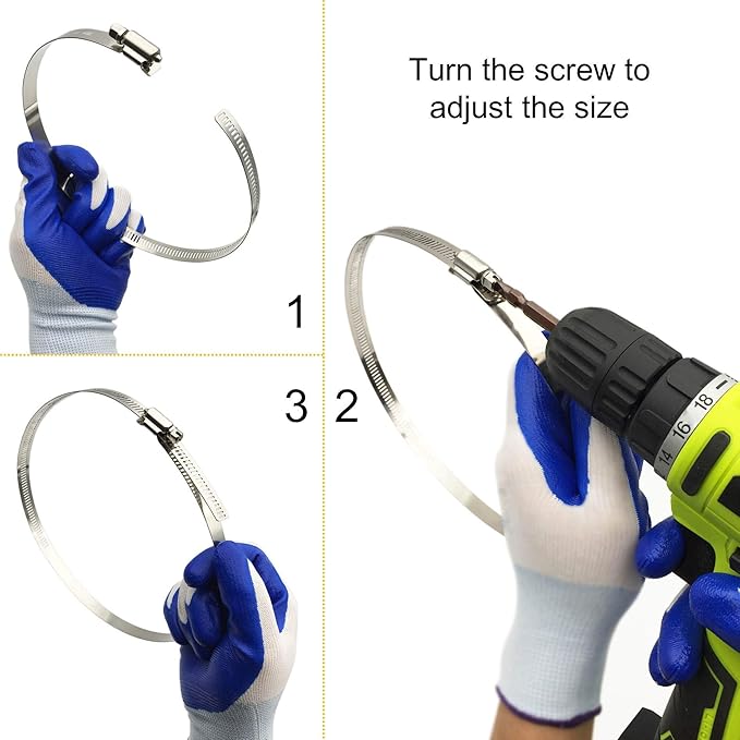 2Pcs 10" (Diameter) Adjustable 304 Stainless Steel Duct Clamps Hose Clamp Pipe Clamp Air Ducting Clamp worm drive hose clamps (251mm-273mm)