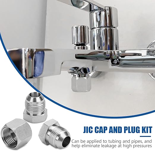 XJX 72-Piece JIC 37° Cap and Plug Kit, Hydraulic Hose Caps and Plugs Kit 45# Steel Pipe Fitting Set with Precision Threads