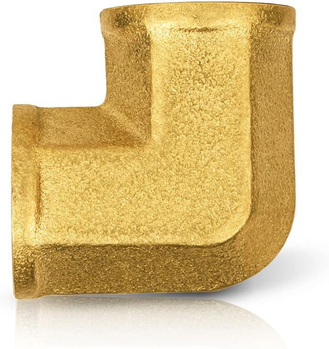 100-PCs HeSun Brass Pipe Fitting, 3/8" x 3/8" NPT Female 90-Degree Barstock Street Elbow