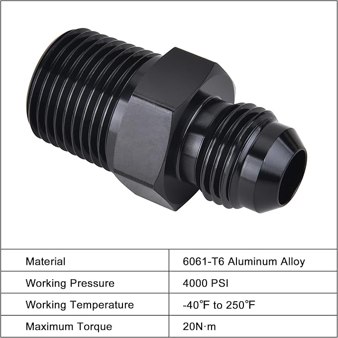 EVIL ENERGY 6AN Male Flare to 3/8" NPT Pipe Fitting Adapter Aluminum Straight Black