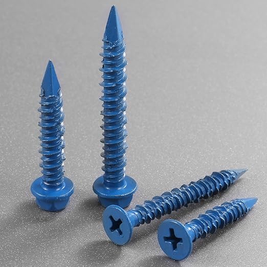 3/16x1-3/4 Inch 75Pcs Hex Head Concrete Screws, Screws Anchor with Drill Bit,for Masonry, Block, Brick, Cement, Stucco, No Pre Drilling, Diamond Point
