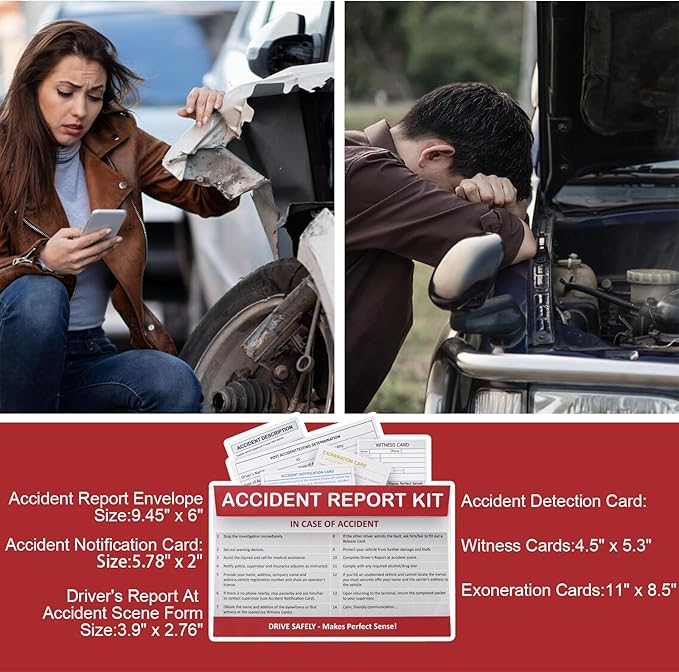 5 Pack Vehicle Accident Report Kit in Envelope 6 * 9.45inch Driver's Vehicle Inspection Report for Helps Drivers Collect Organize Report Vehicle Accident Information