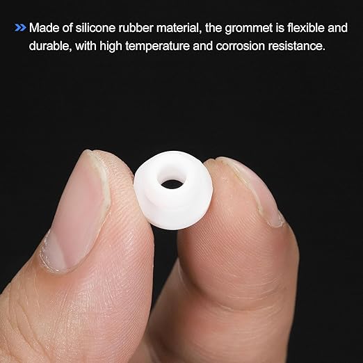 MECCANIXITY 20Pcs Snap Silicone Rubber Grommet Plug Mount Dia 7mm ID 4.5mm Narrow Groove Width 2mm Seal Anti-Scratch Sleeves for Electrical Box Cable Pipes White