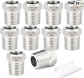 TAISHER 10PCS 304 Stainless Steel New Reducer Hex Bushing, 1/4" NPT Male x 1/8" NPT Female, Reducing Pipe Adapter Fitting