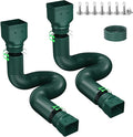 Rain Gutter Downspout Extensions, Downspout Extender for Rainwater Drainage Flexible, Extendable 58"+66" Down Spout Drain Extension Pipes (2 Pack, Green)