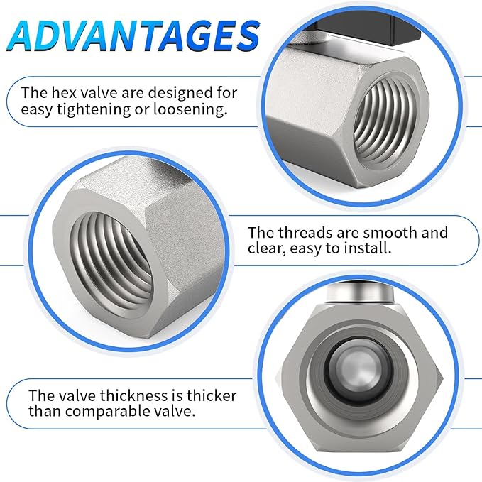ChillWaves Brass Mini Ball Valve, Shut Off Switch Ball Valve 1/4" NPT Female x 1/4" NPT Female Thread Pipe Fitting(2-PACK)