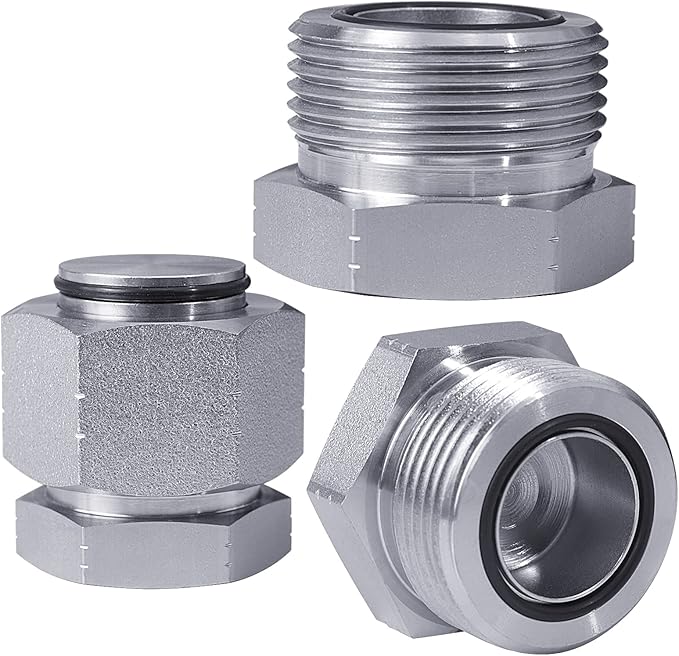 64pcs ORFS Cap and Plug Kit O Ring Face Cap and Plug Kit,Hydraulic Plugs and Caps Kit with Precision Threaded in ORFS,Sizes-04 06 08 10 12 16