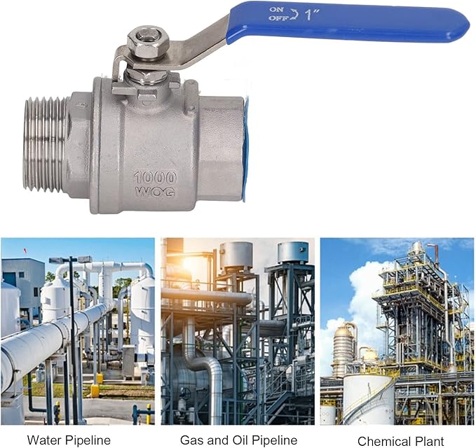 Water Shut Off Valve, Ball Valve 1in NPT Stainless Steel Ball Hose Shut Off Straight Fitting Connector for Water Oil