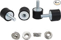 4 Pcs M6 20 x 15 mm Rubber Isolator Mounts Single Stud Shock Absorber with 4 Pcs Locknuts, Cylindrical Anti Vibration Isolation Damping Mounts for Compressors Pumps Generators Motor Engines