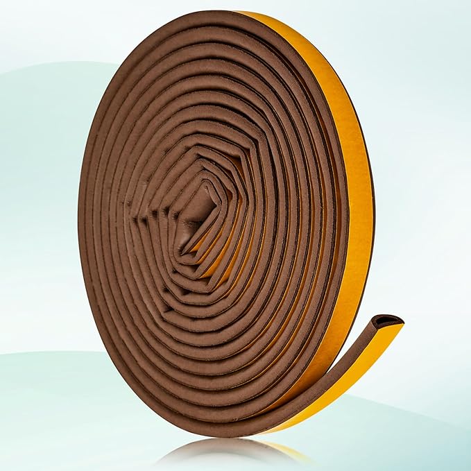 19.7Feet Rubber Weather Stripping Door Seal, Self-Adhesive Seals for Door Window Gap, Soundproofing, Insulation Strip, Door Sealers for Door Frame (Brown)