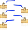 5-Pack HeSun 1/2 Inch FIP Threaded Ball Valve, Brass Full Port Shut-off Valve,1/2" Female NPT x 1/2" Female NPT, 600 WOG (Water, Oil and Gas),Blue(VALVE344-5)