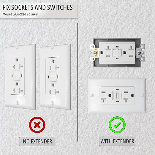 Receptacle Electrical Outlet Box Extender Including Installation Screws,Smart Outlet Extenders for House Decoration, Gray 1/2 Inch Outlet Box Extender for Electrical Outlet Switches,10 Pack