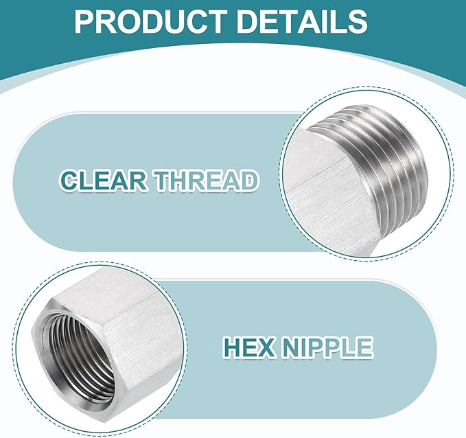 uxcell Pipe Fitting Reducing Adapter, 1/2" NPT Male x M20 Female 304 Stainless Steel Reducer Connector for Water Oil Air Pressure Gauge, Silver