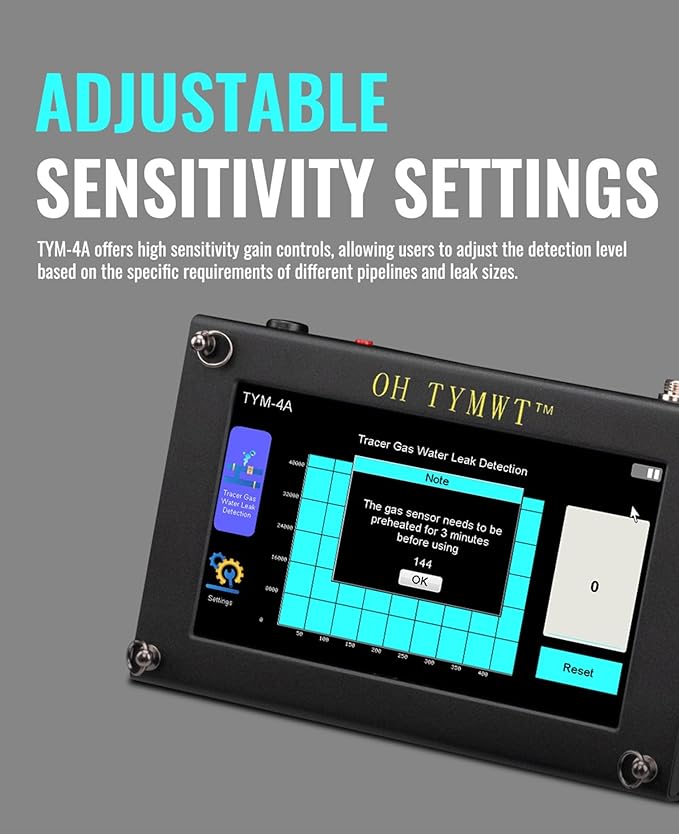 TYM-4A Professional Water Leak Detector - H₂/N₂ Tracer Technology for Micro-Leaks in Pressurized Water Lines