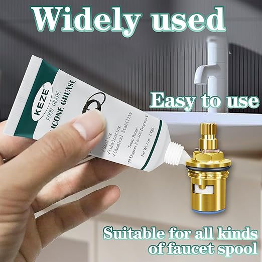 KEZE Waterproof Food Grade Silicone Lubricant Plumbers Grease for Valve Sealant Faucet Pool Lube O Rings Filter 1 oz 1-Pack