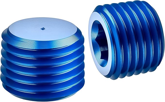 EVIL ENERGY 1/4" NPT Plugs Aluminum Socket Allen Head Blue, Pack of 2