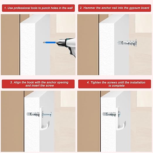 240pcs Zinc Self-Drilling Drywall Anchors, Anchor and Screw Combination with Cross Groove Drill Bit, Heavy Duty Metal Wall Anchors with Self-Tapping Screws