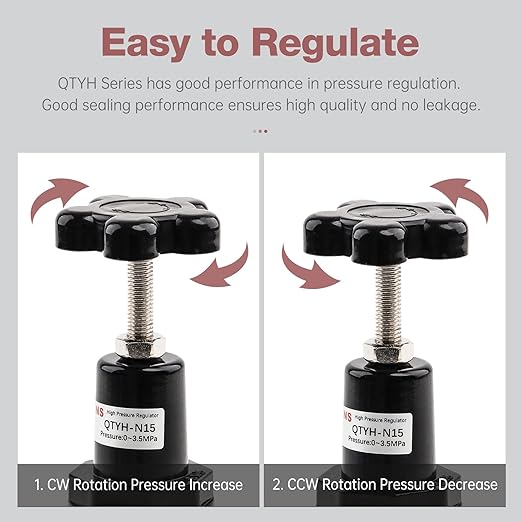 SNS Air Pressure Regulator Female Thread 1/2 NPT 0-500 PSI Adjustable, Bracket, with Gauge QTYH-N15