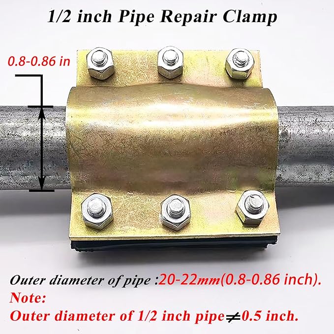 Water Pipe Repair Clamp,Outer Diameter of The Applicable Pipe is 0.79-0.86 inch,Leak Sealer for Pipes and Plumbing,Length About 4 inch,Suitable for PE/PPR Pipes,Steel/Iron Pipes