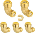 (Pack of 5) Niikappu 1 Inch x 3/4 Inch Reducing Elbow Brass Fitting, Push to Connect Plumbing Brass Fittings, PEX, Copper, CPVC, PE-RT Pipes