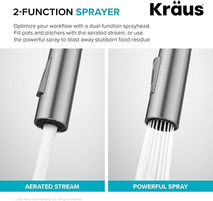 KRAUS Oletto Bridge Kitchen Faucet with Pull-Down Sprayhead in Matte Black, KPF-3122MB