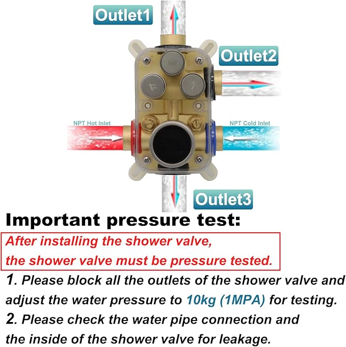 Round Digital Display Shower Valve 3 Way Shower Mixing Valve Concealed Installation Can Use All the Time Brushed Nickel